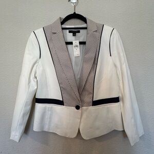 Ann Taylor Ivory Blazer with Navy Accents